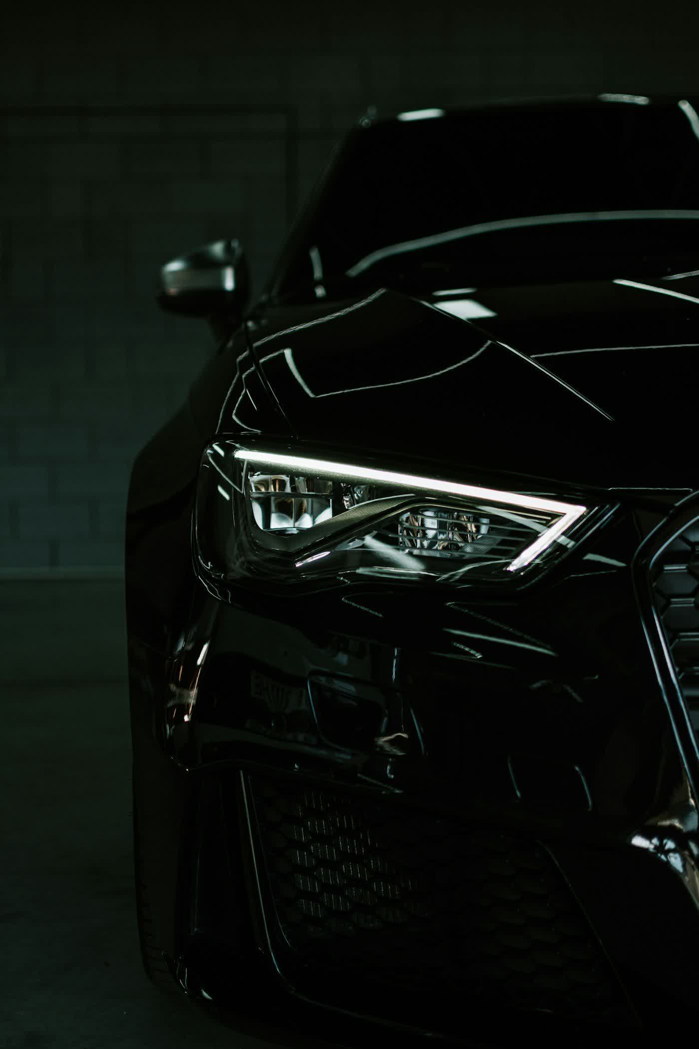 Headlight and front bumper of a car after film work